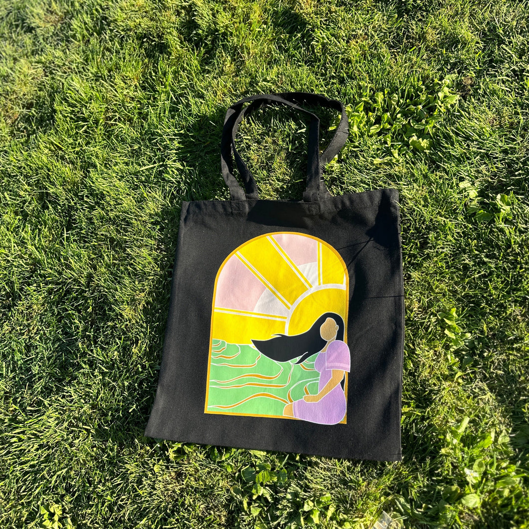 Filipinana and Rice Fields Black Tote Bag